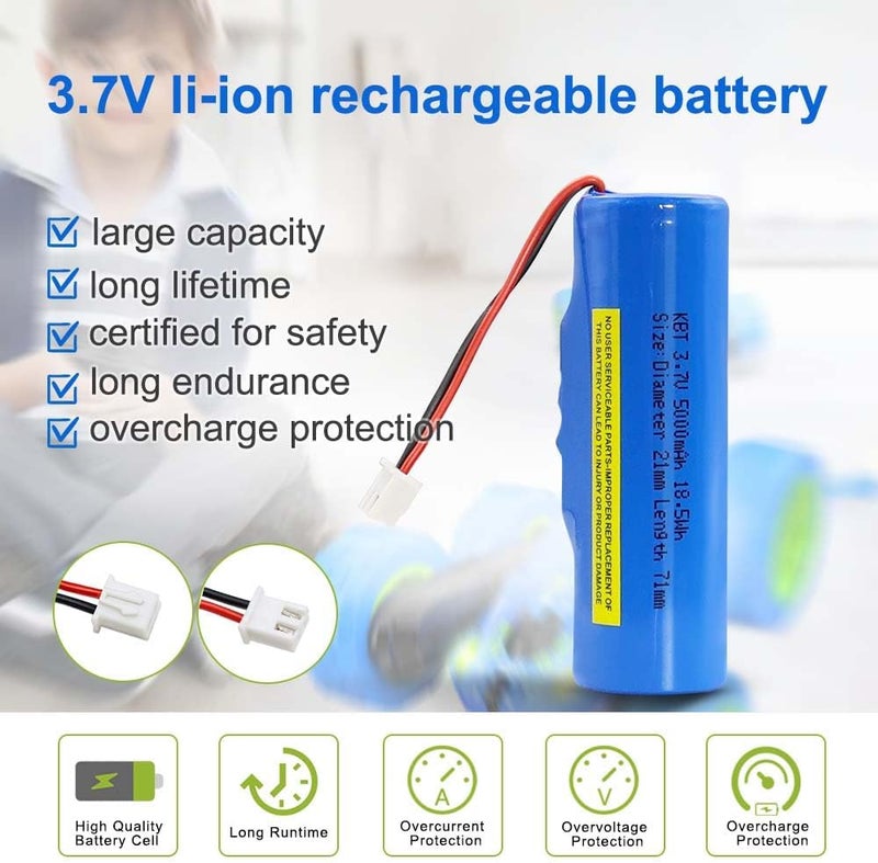KBT KEEP BETTER TECH KBT 5000mAh Lithium Battery with White JST-XH 2.54/2P Plug, 3.7V 18.5Wh RC Toys Rechargeable Li-ion Battery for RC Car, Boat, Truck - Image 3